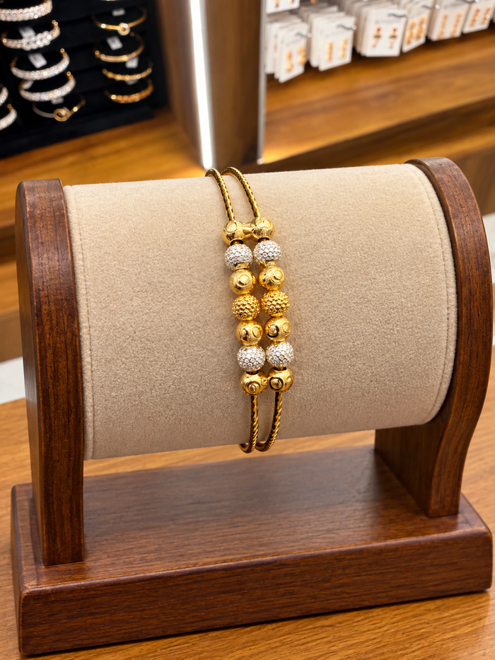 Premium gold plated 2layer two tone openable bangle Product code B235