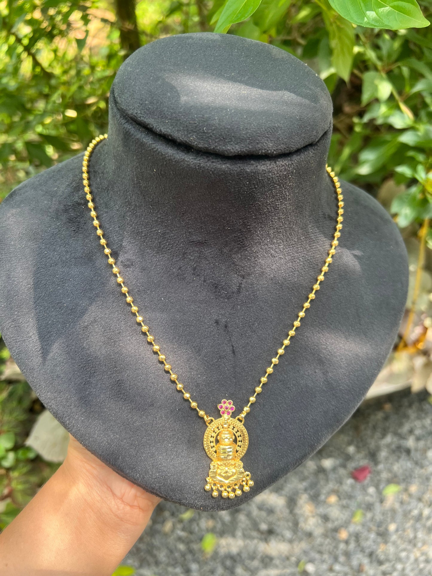 Premium gold plated Kathakali pendant with ball chain product code G56