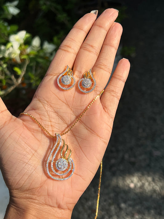 Premium diamond replica pendant chain set product code D37