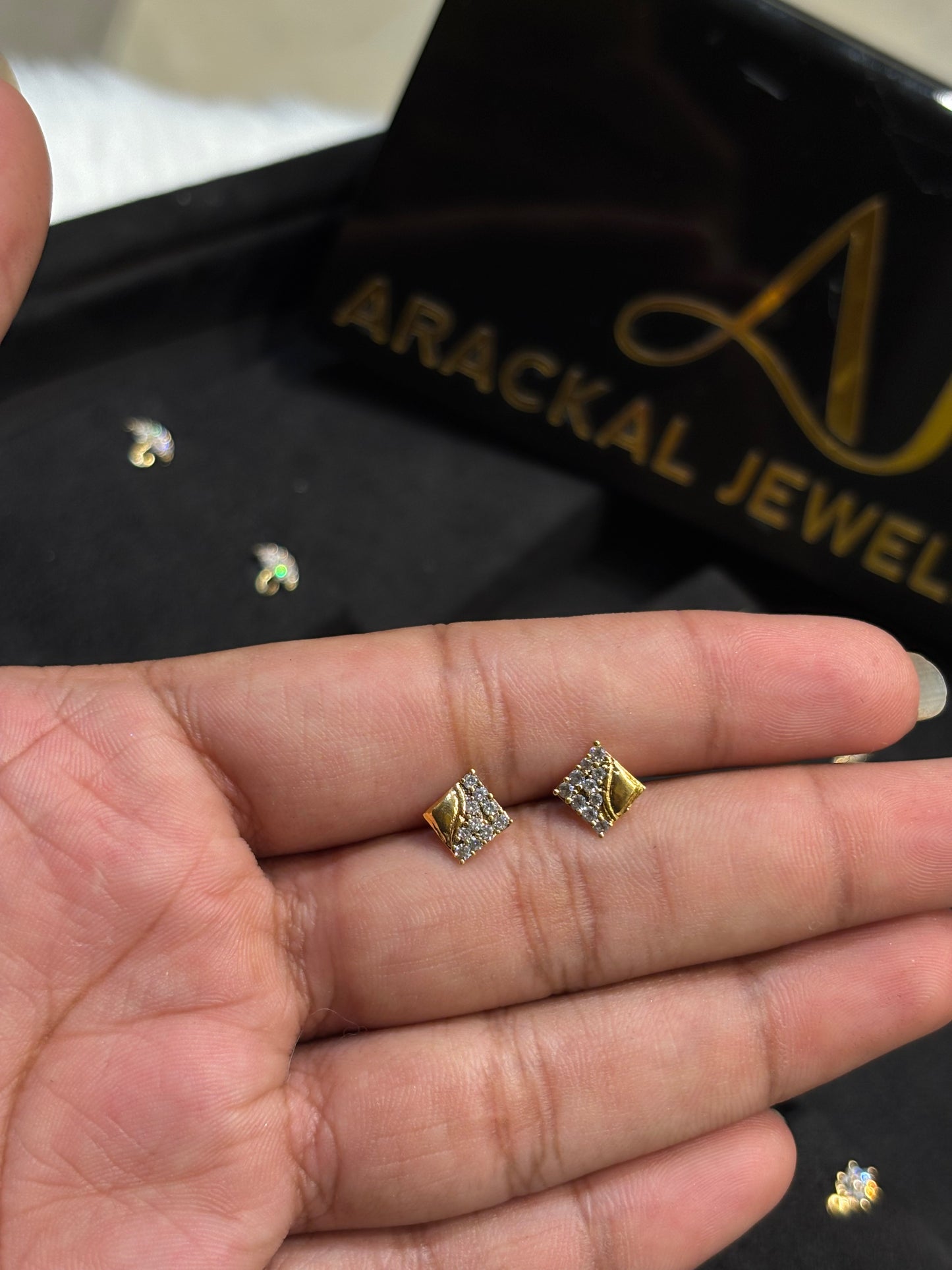 Premium gold plated daily ad stone second studs product code E67