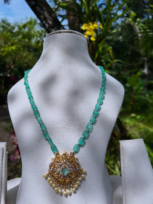 Premium mint green beads non idol short haram product code N167