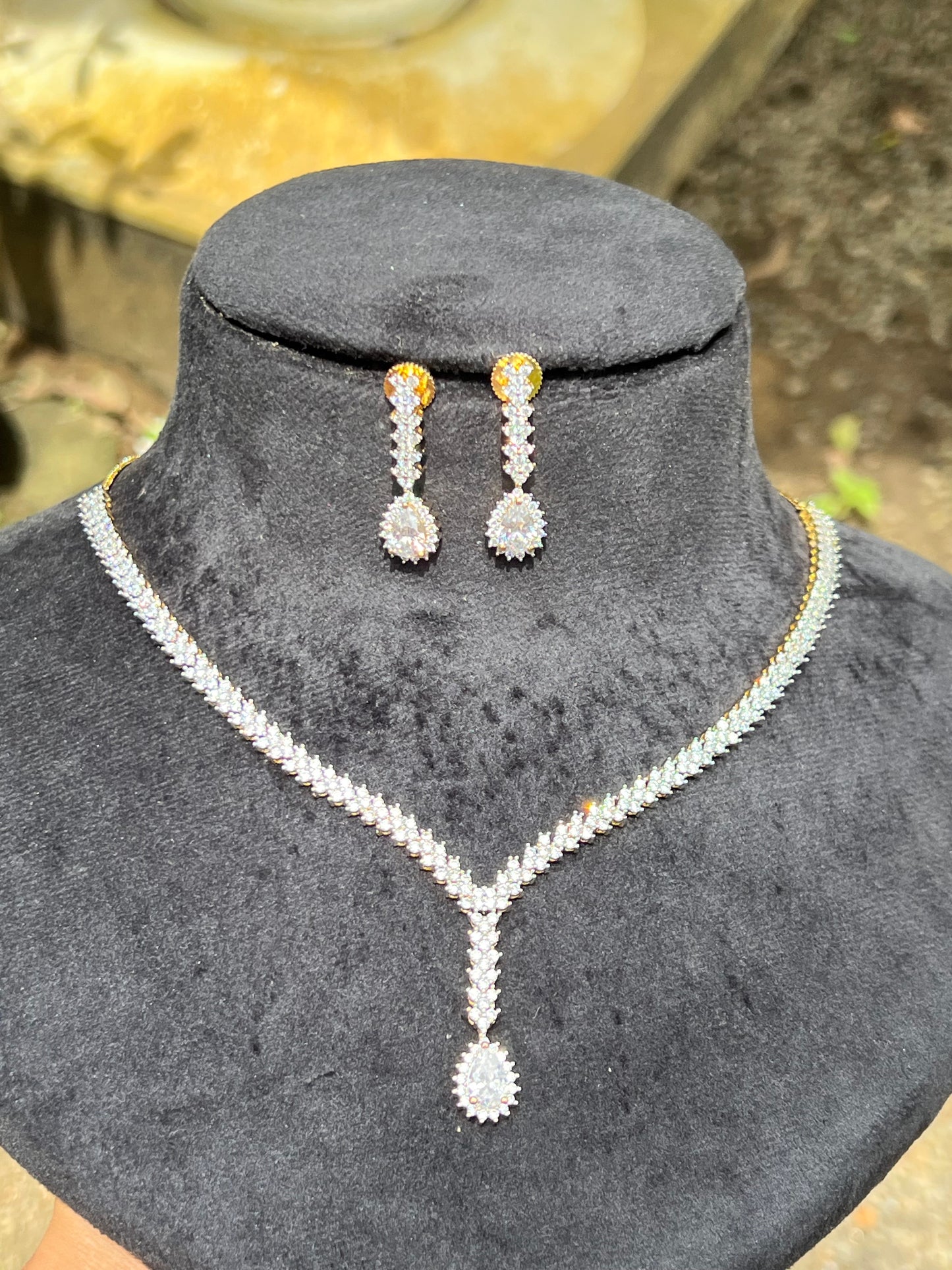 Premium diamond finish bridal necklace product code N76