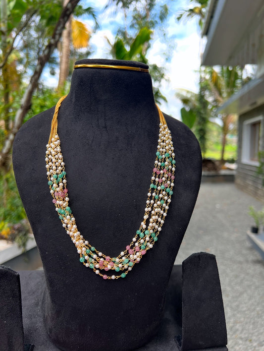 Premium 7layer multicolour pearl necklace product code P04