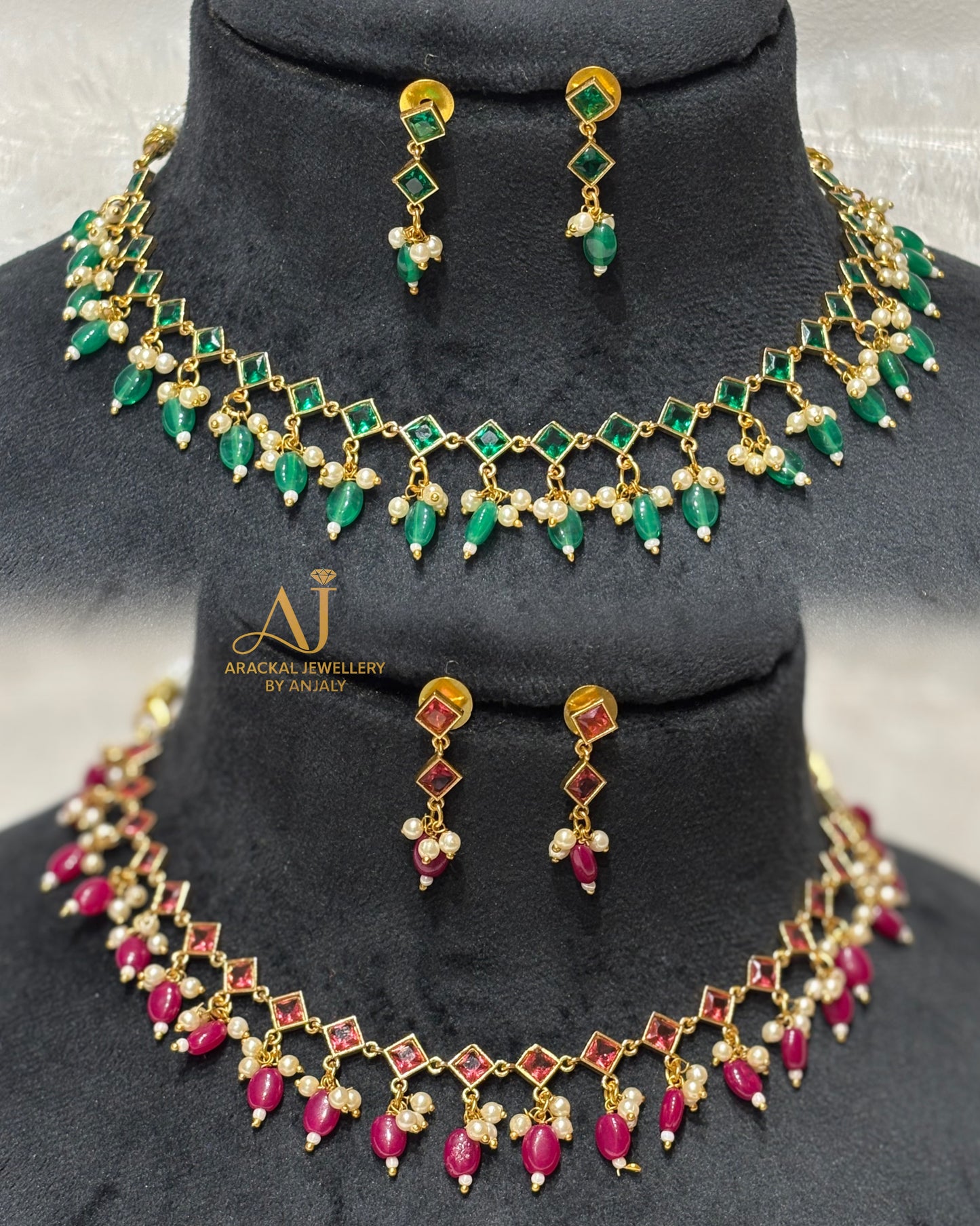 Premium quality Trending beads and pearl hanging necklace product code N233