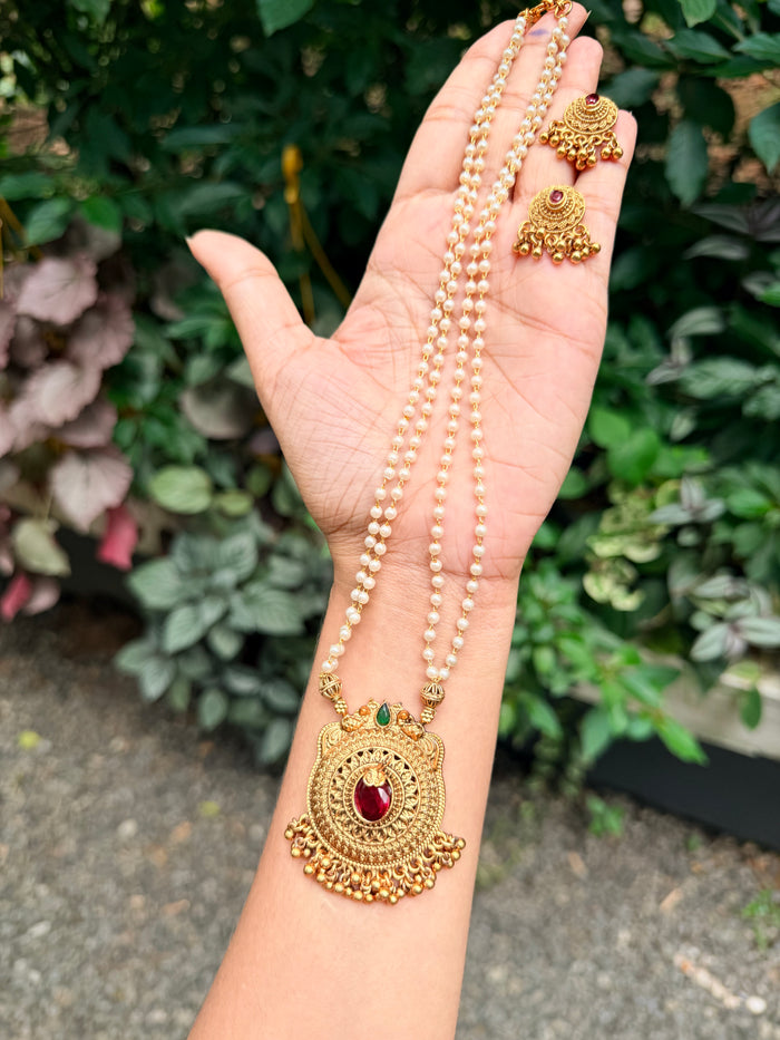 Premium 2layer pearl non idol short haram set product code T137