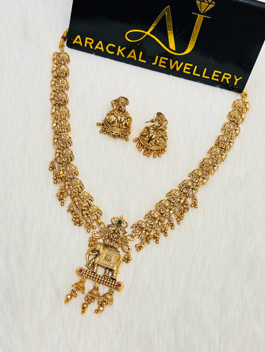 Premium matt finish fusion elephant and lakshmi haram product code N276