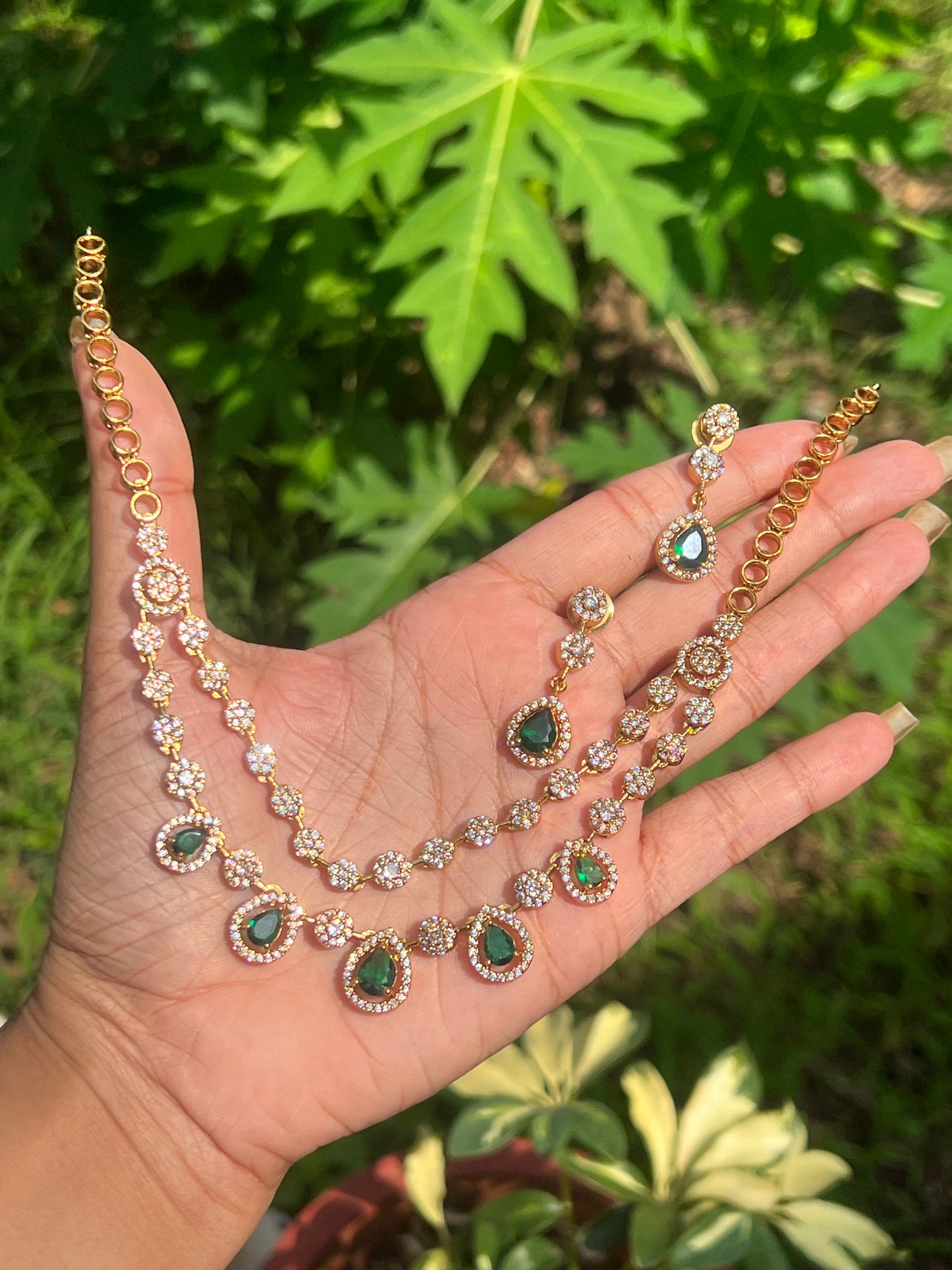 Premium antique gold ad 2layer necklace set product code T26
