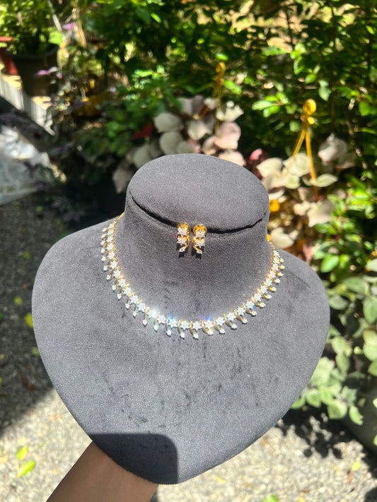 Premium diamond finish Bridal necklace set product code D307
