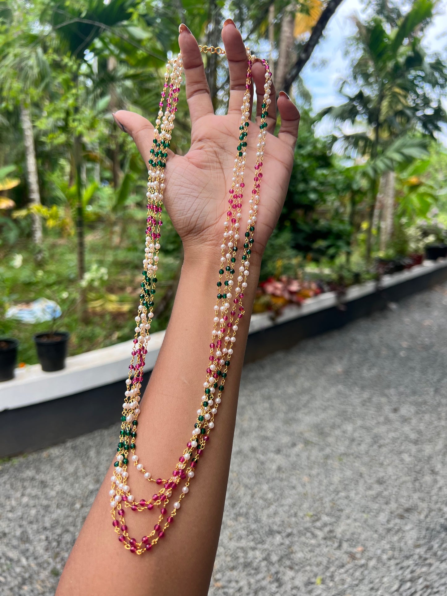 Premium 5layer Multi color long pearl haram product code P21