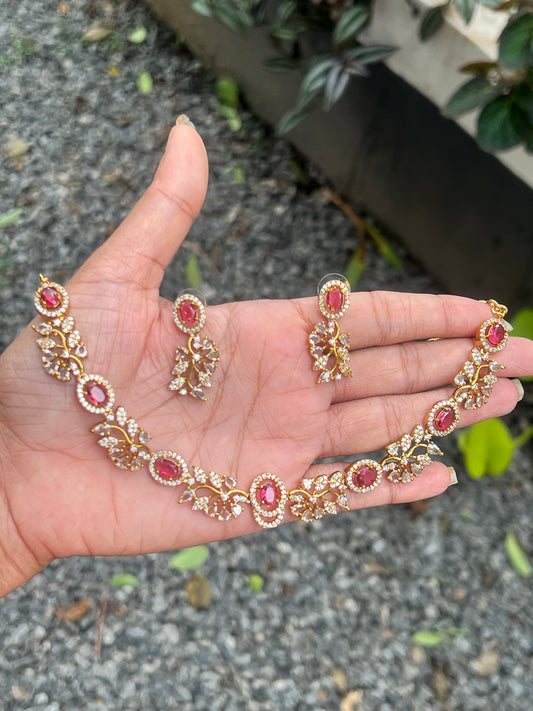 Premium quality ad floral necklace set product code T41