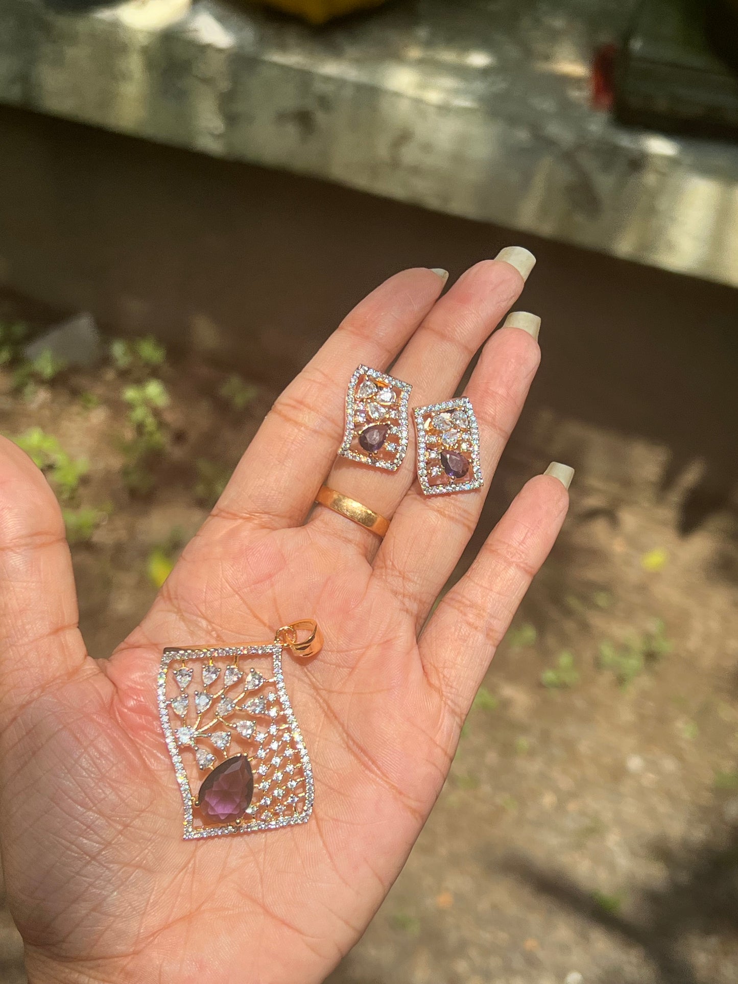 Premium diamond finish pendant set product code 97