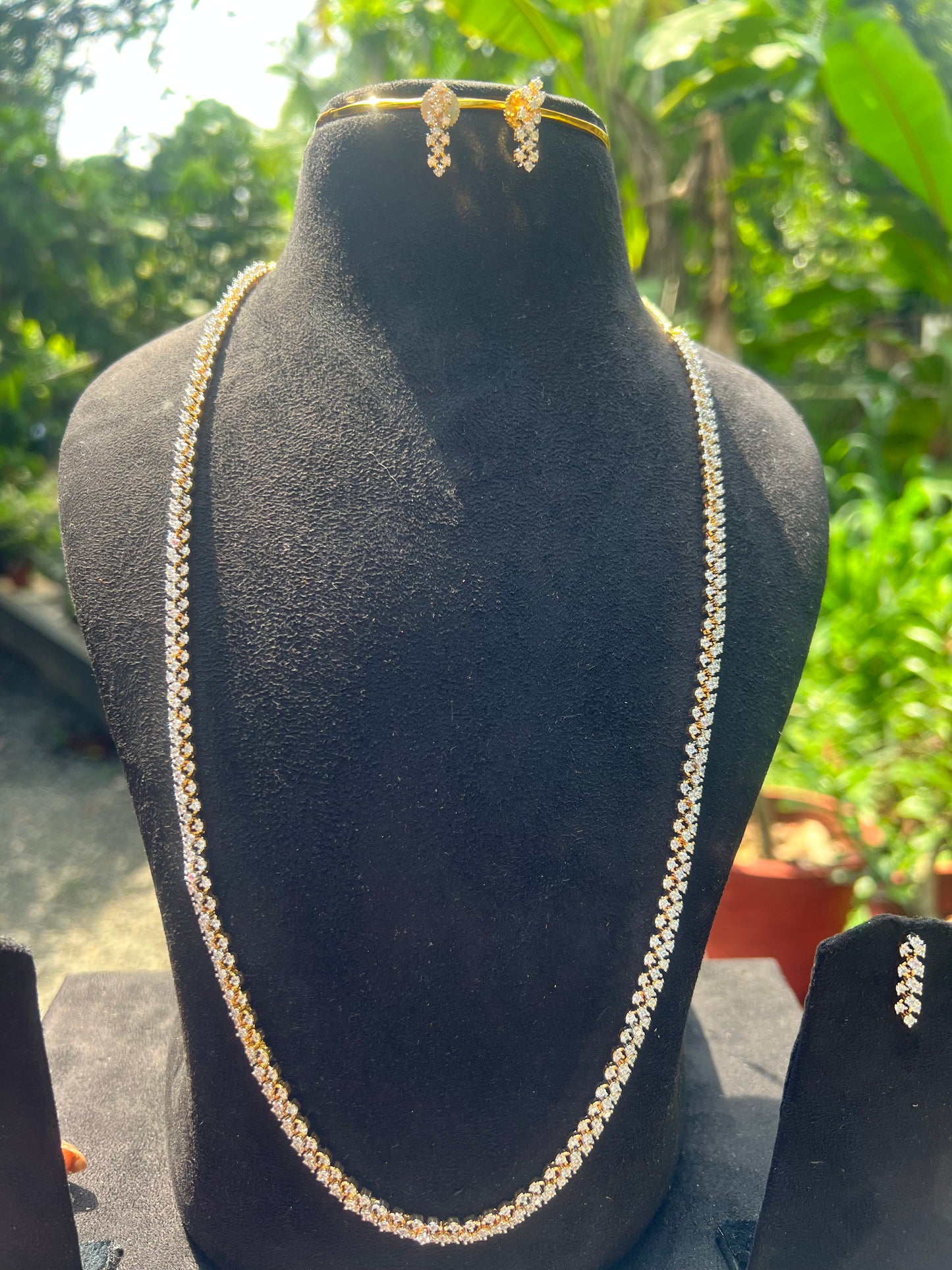 Premium diamond finish long haram with adjustable back chain product code H91