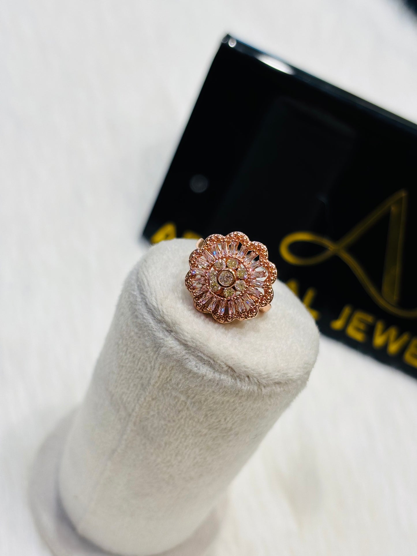 Premium anti tarnish spinning rose gold adjustable statement rings product code R12