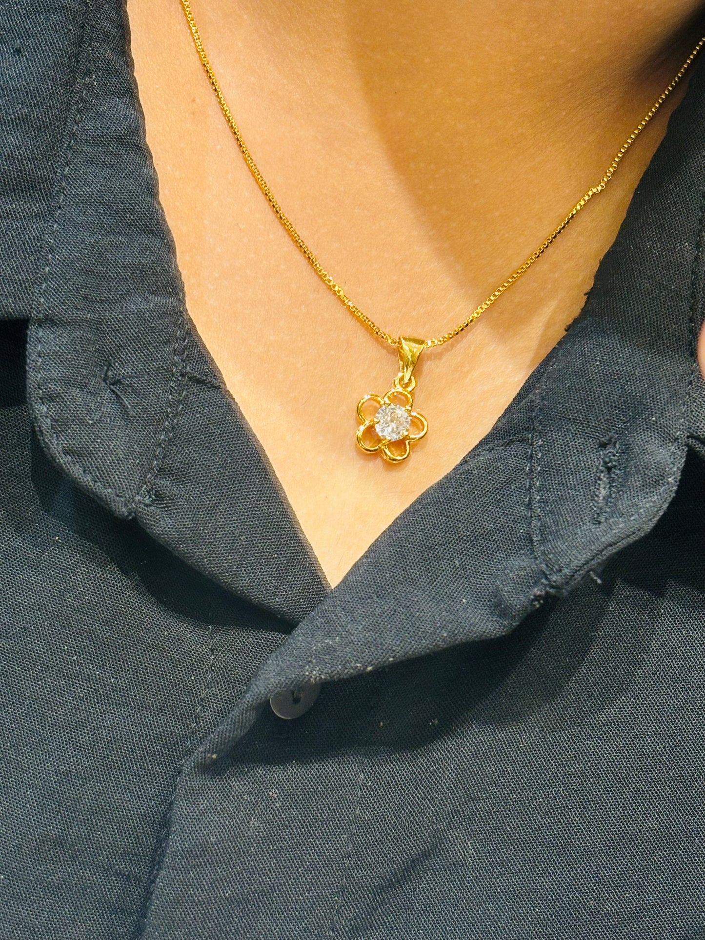 Premium beautiful simple gold plated box chain with cute pendant product code N345