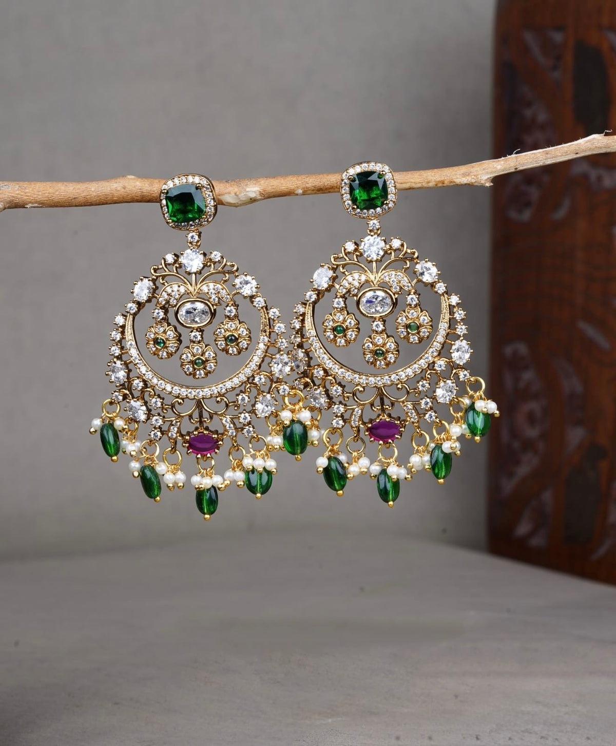 Premium Chandbali Kundan ad earings product code E256