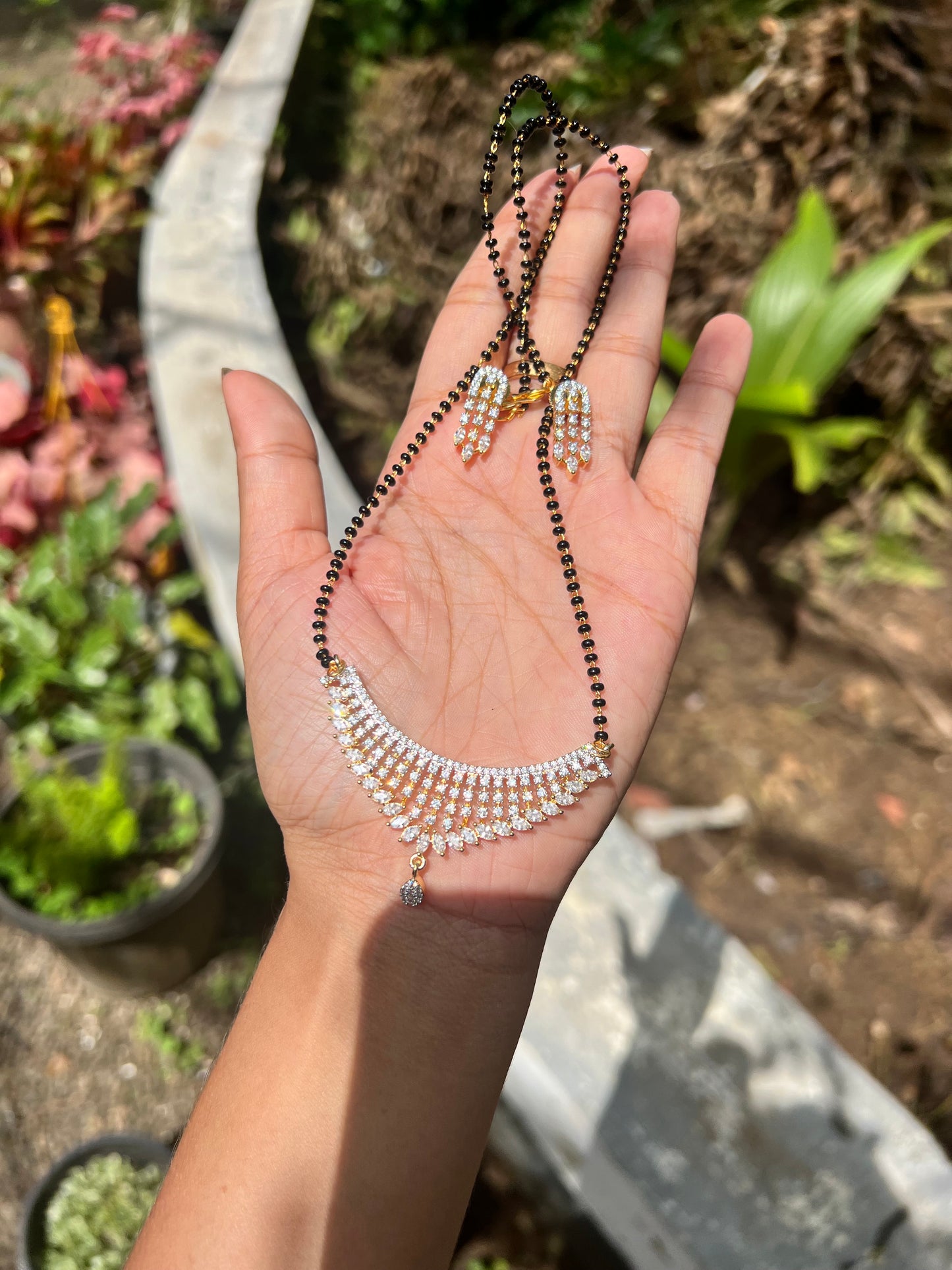 Premium daimond replica pendant set with chain product code N388