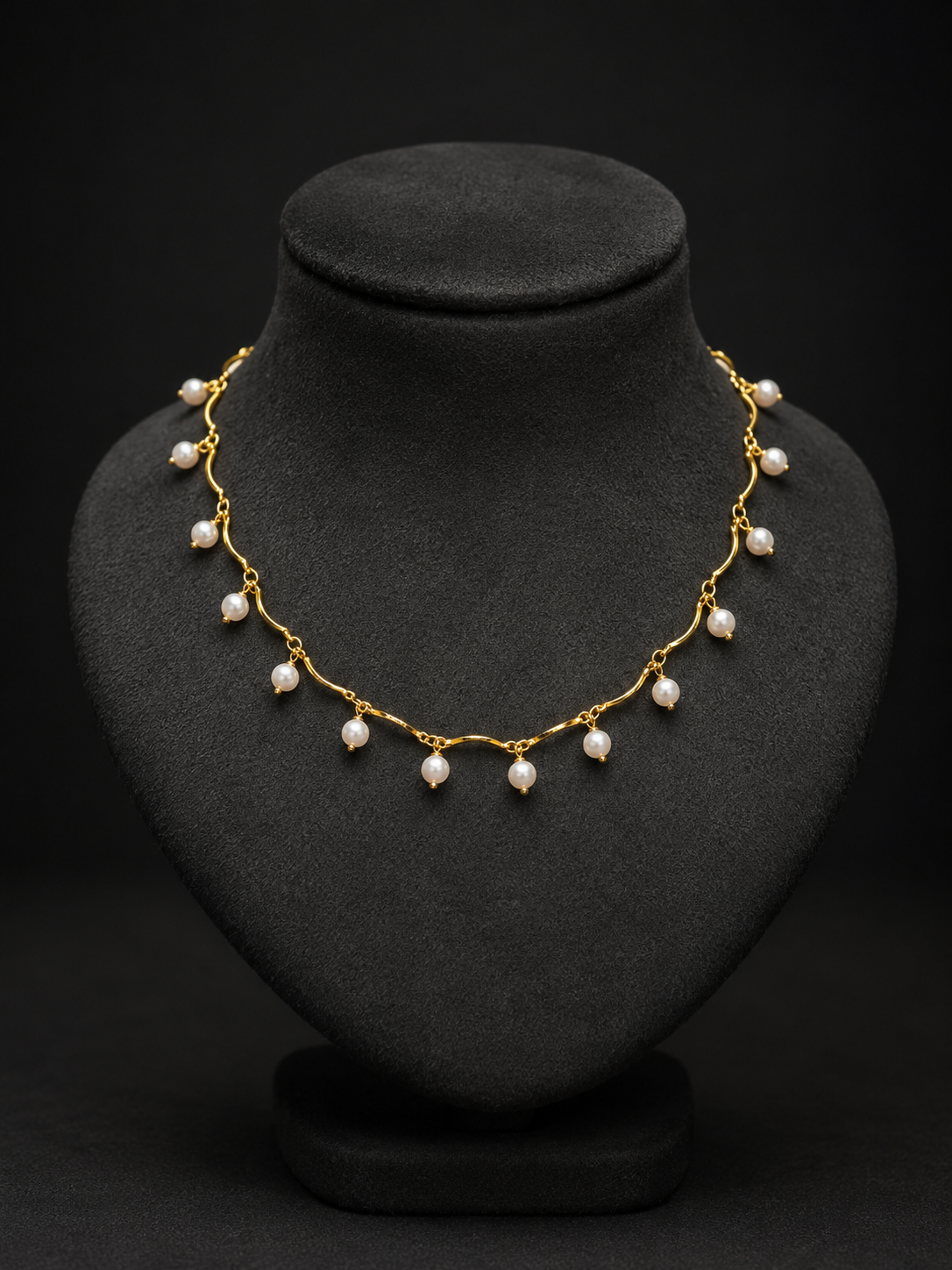 Premium gold plated peal hanging designer necklace product code G114