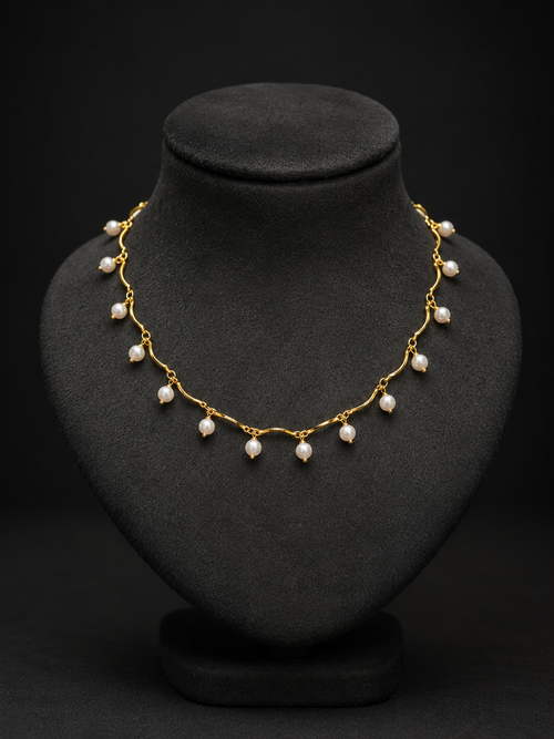 Premium gold plated peal hanging designer necklace product code G114