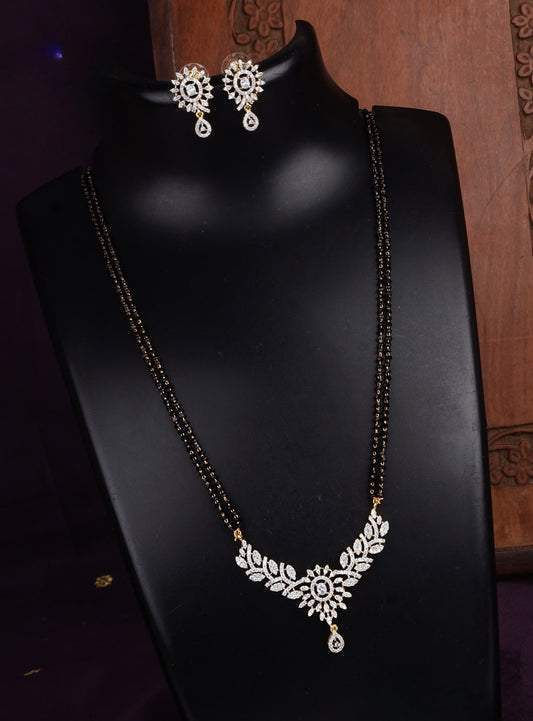 Premium diamond finish mangalsutra chain with earrings