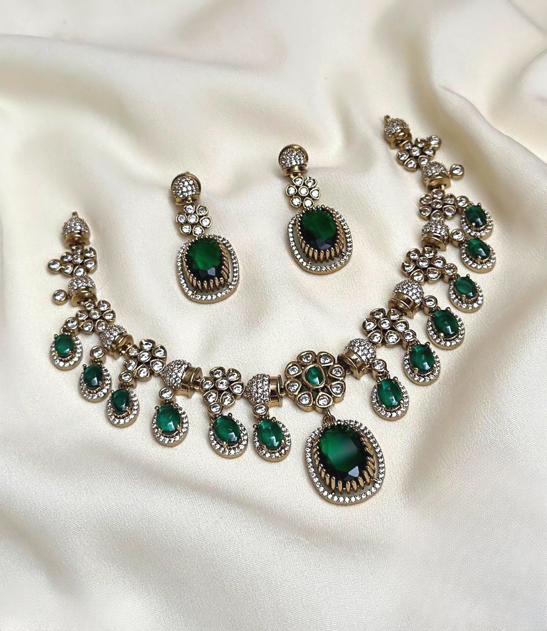 Premium Emerald AD Stone Necklace product code 374