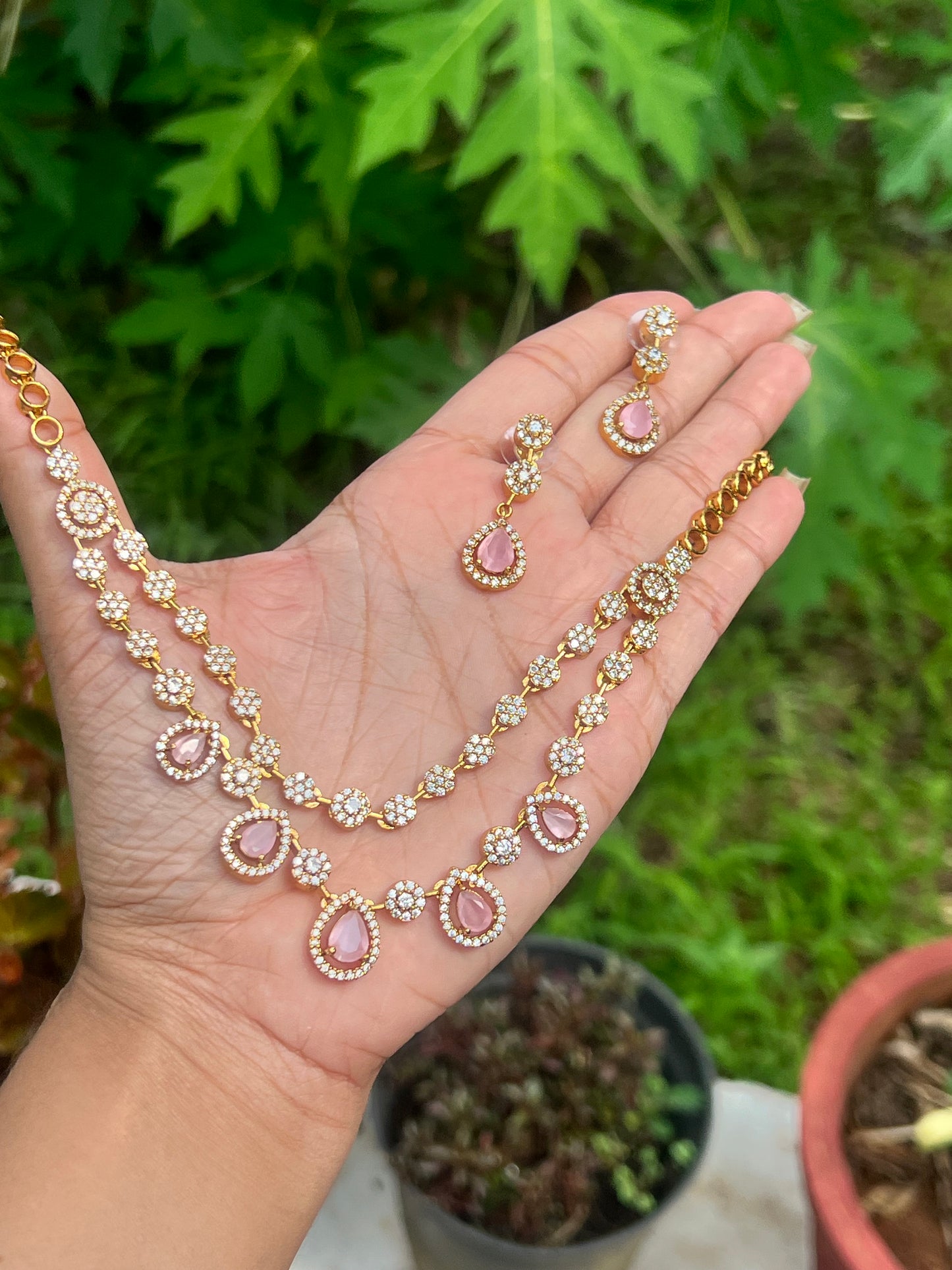 Premium antique gold ad 2layer necklace set product code T26