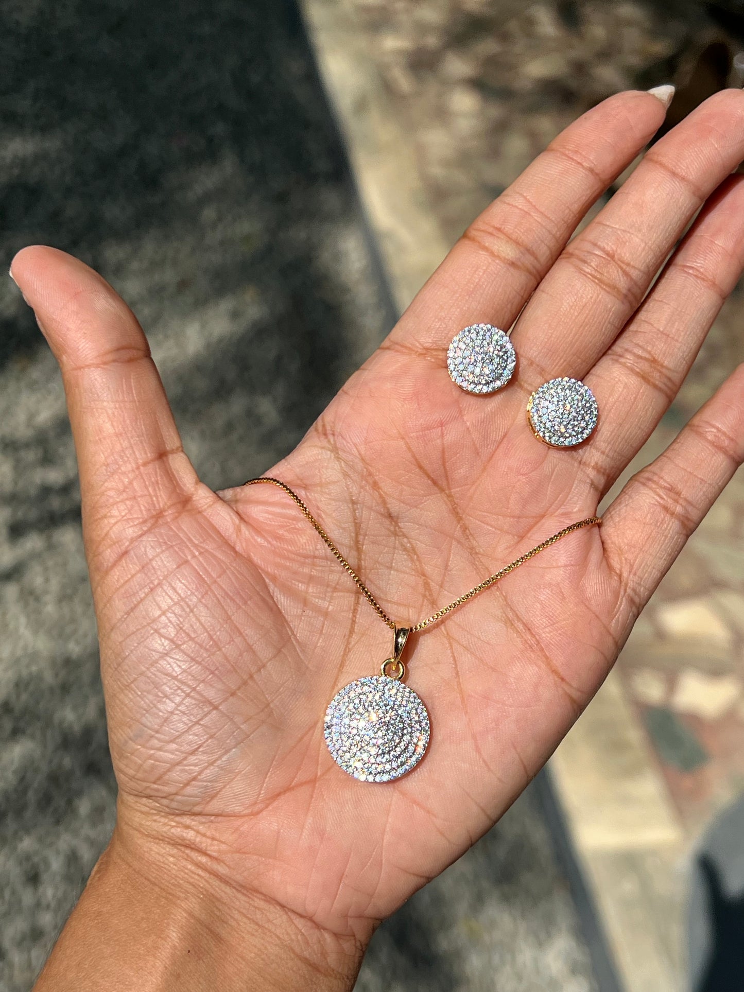 Premium diamond finish pendant chain set product code D76