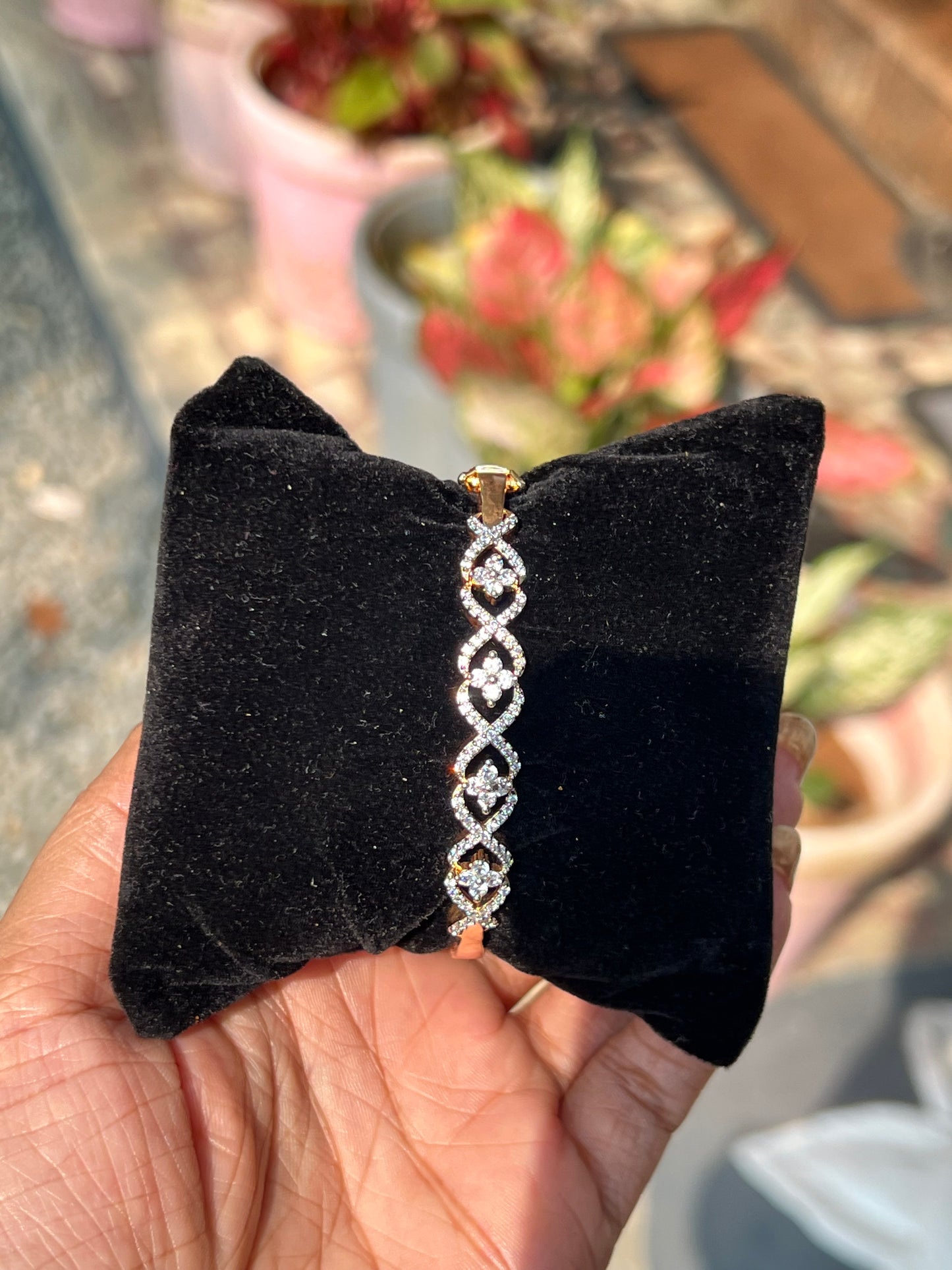 Premium diamond finish occasion wear openable ad zircon stone bracelet product code B03