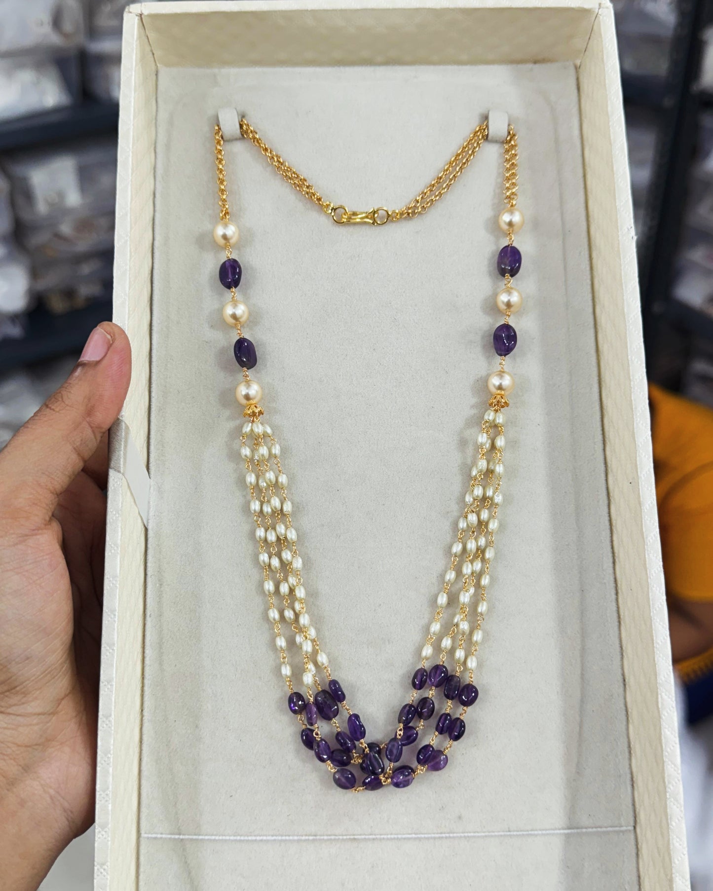 Handmade 4 layer pearl purple haram product code 710