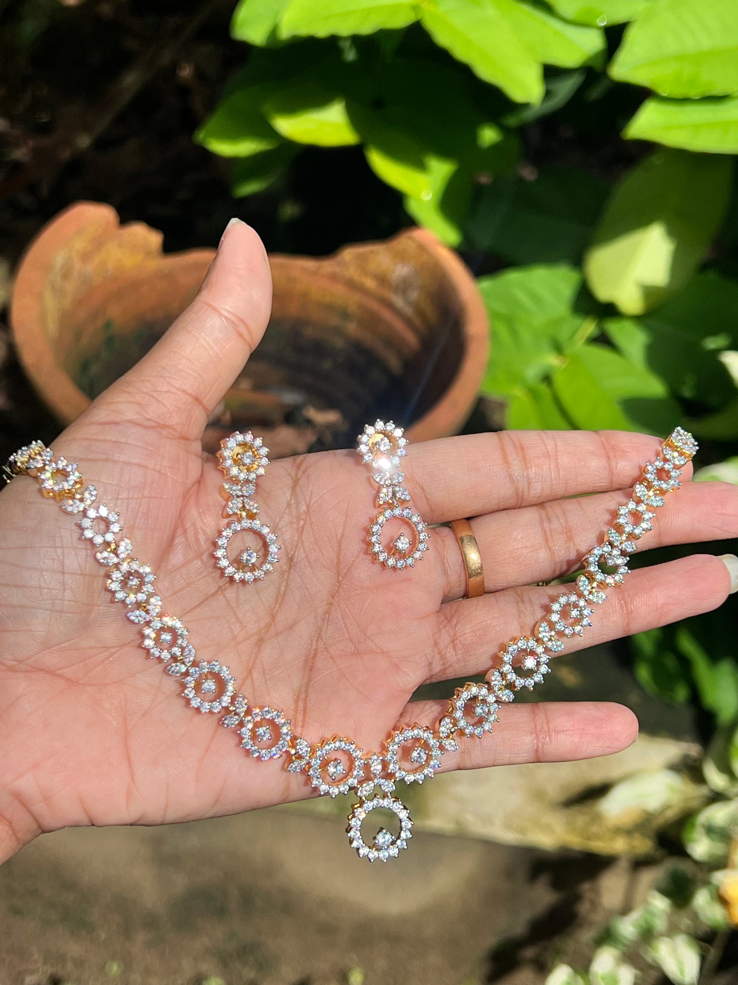 Premium diamond finish bridal necklace product code N93