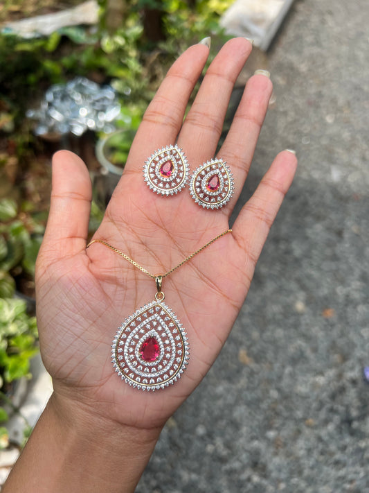 Premium occasion wear Diamond finish pendant set product code D130