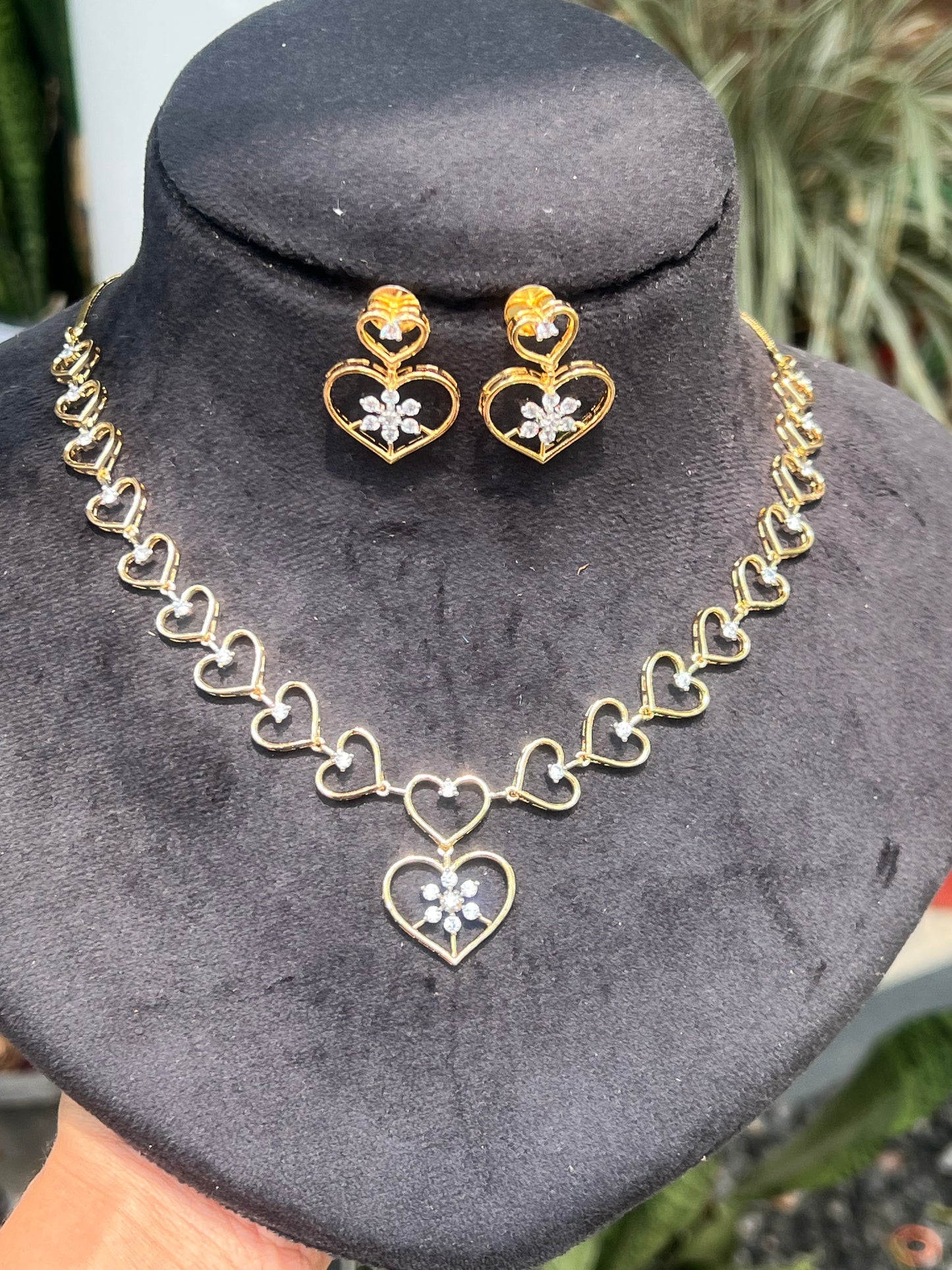 Premium diamond finish bridal necklace with back chain product code D226