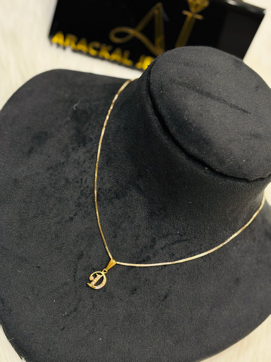 Premium daily wear anti tarnish gold plated ad stone pendant with chain set product code N390