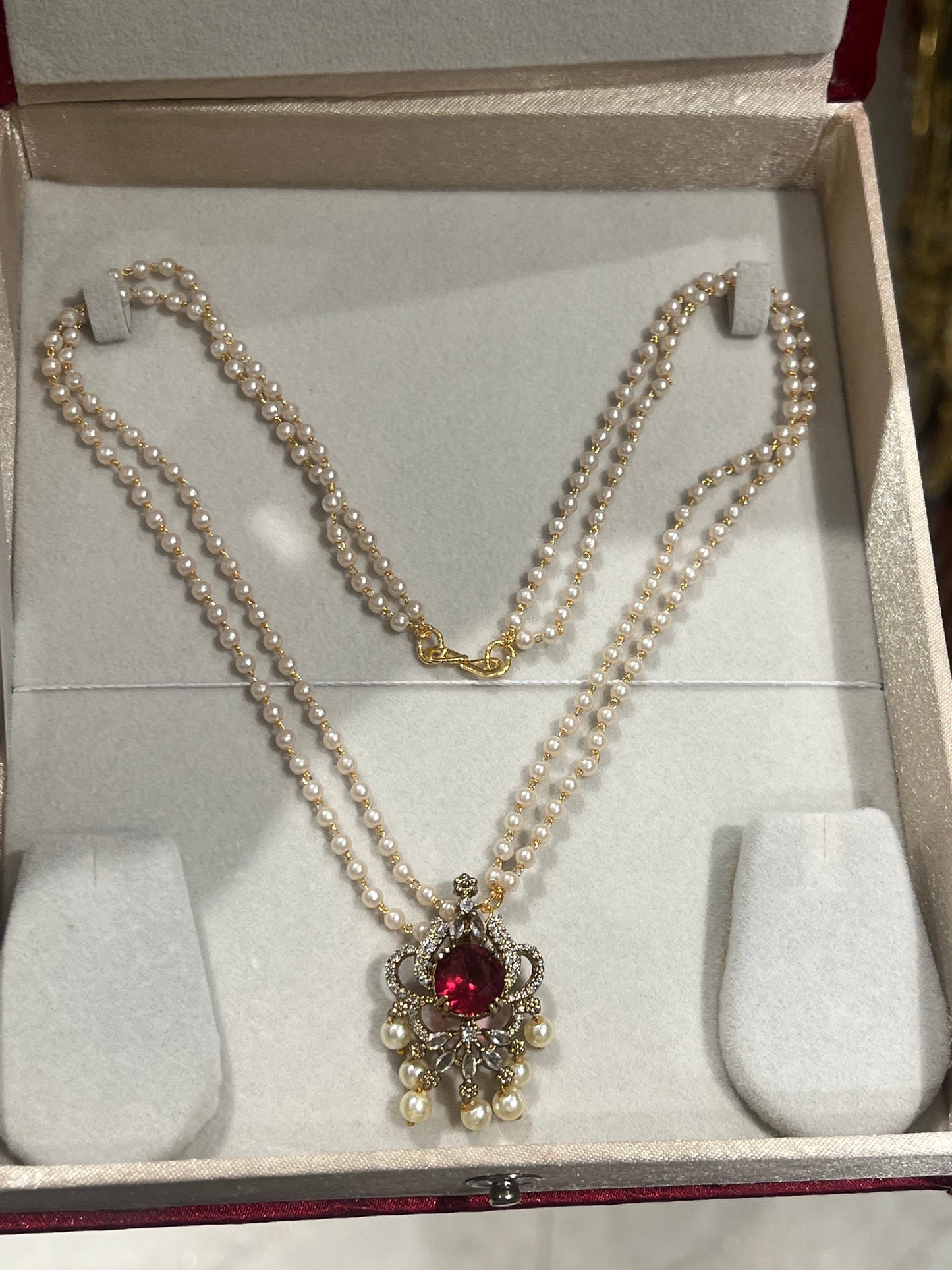 Premium budget friendly pearl 2layer necklace with pendant product code P96