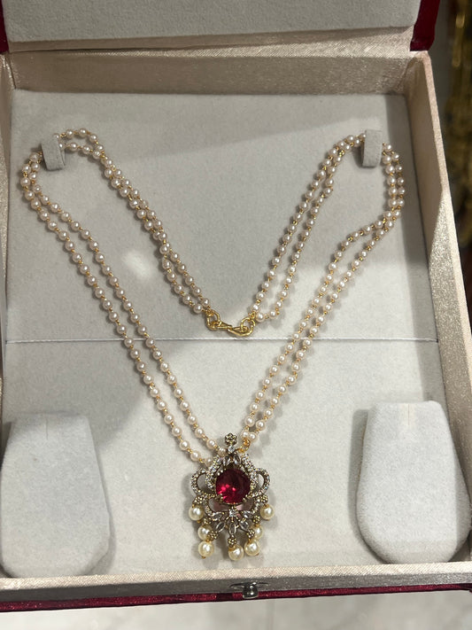 Premium budget friendly pearl 2layer necklace with pendant product code P96