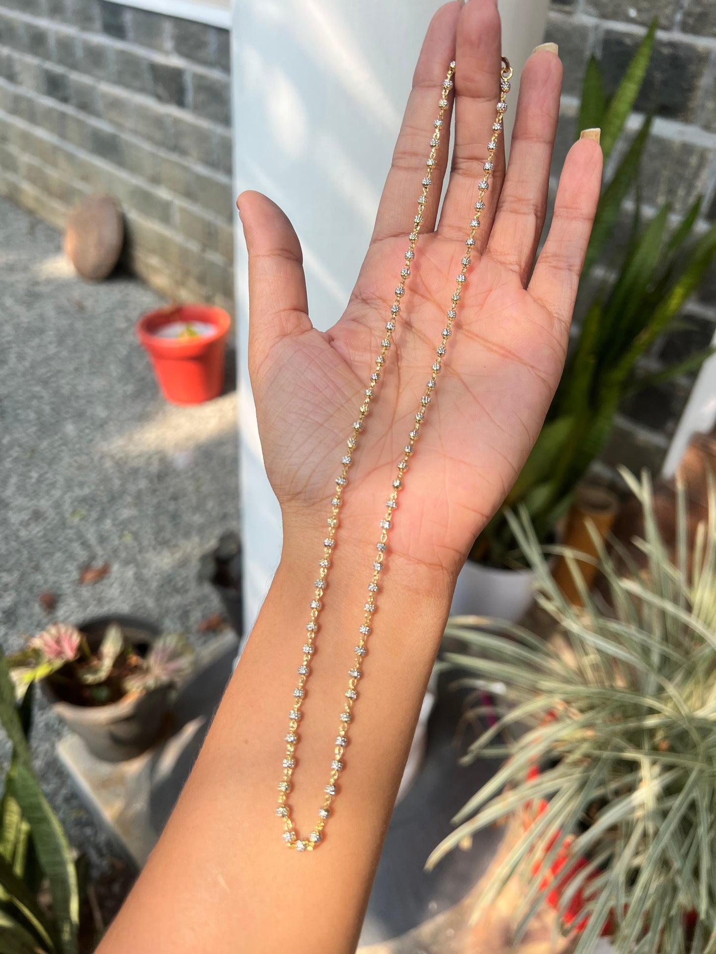 Premium twotone ball gold plated 6pidi chain