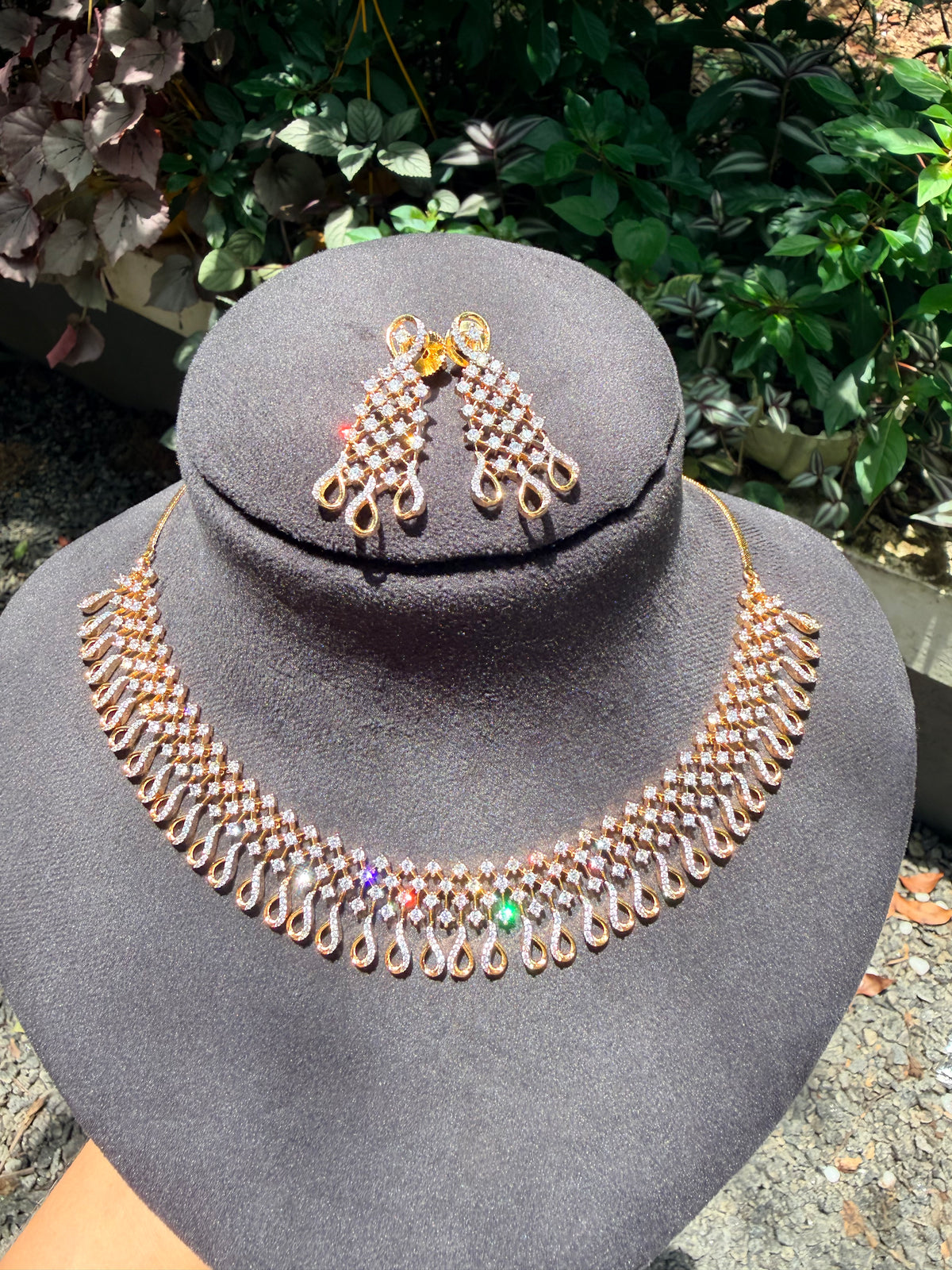 Premium diamond finish Bridal necklace set product code D431
