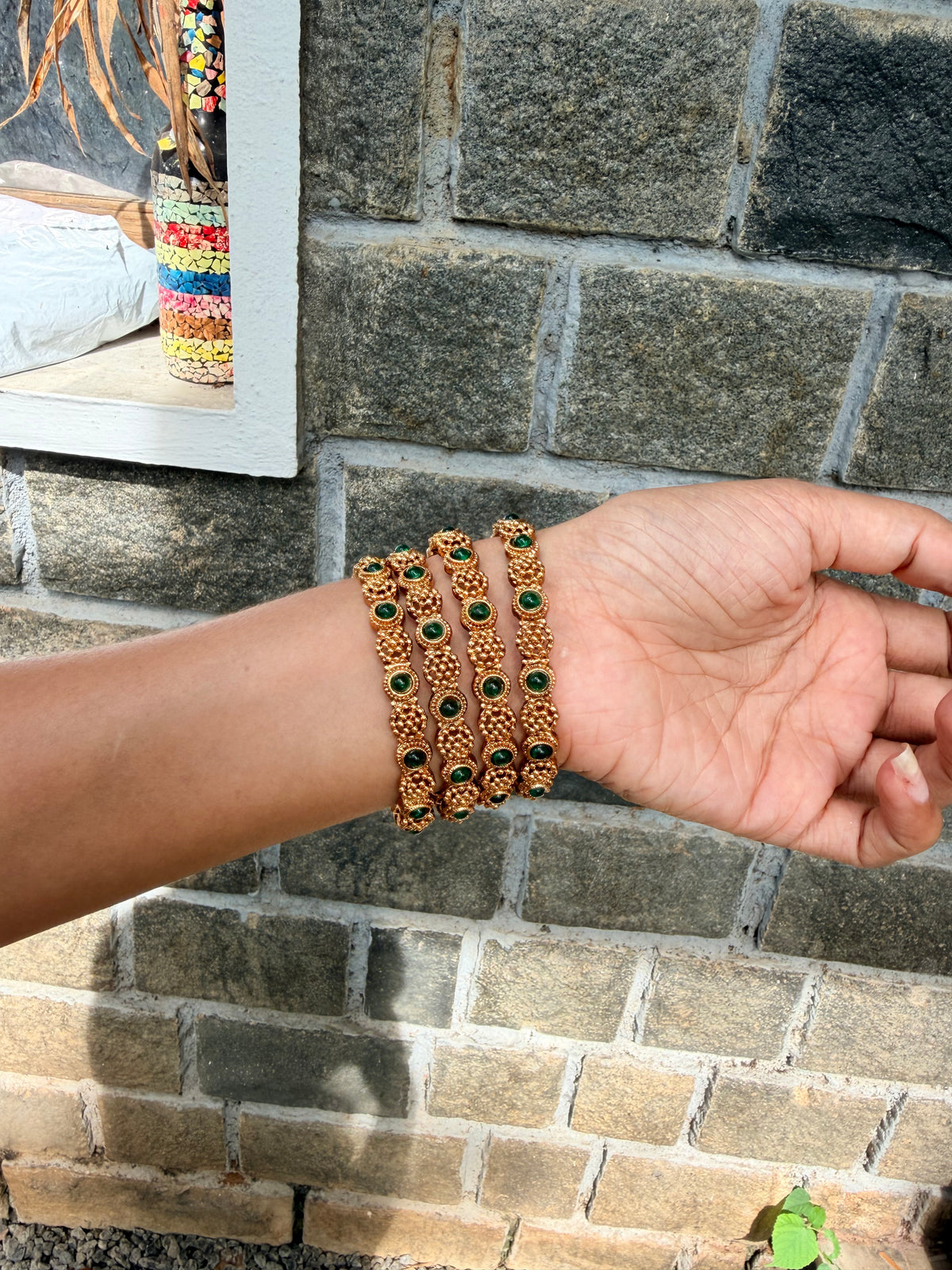 Premium antique gold bangles set of 4