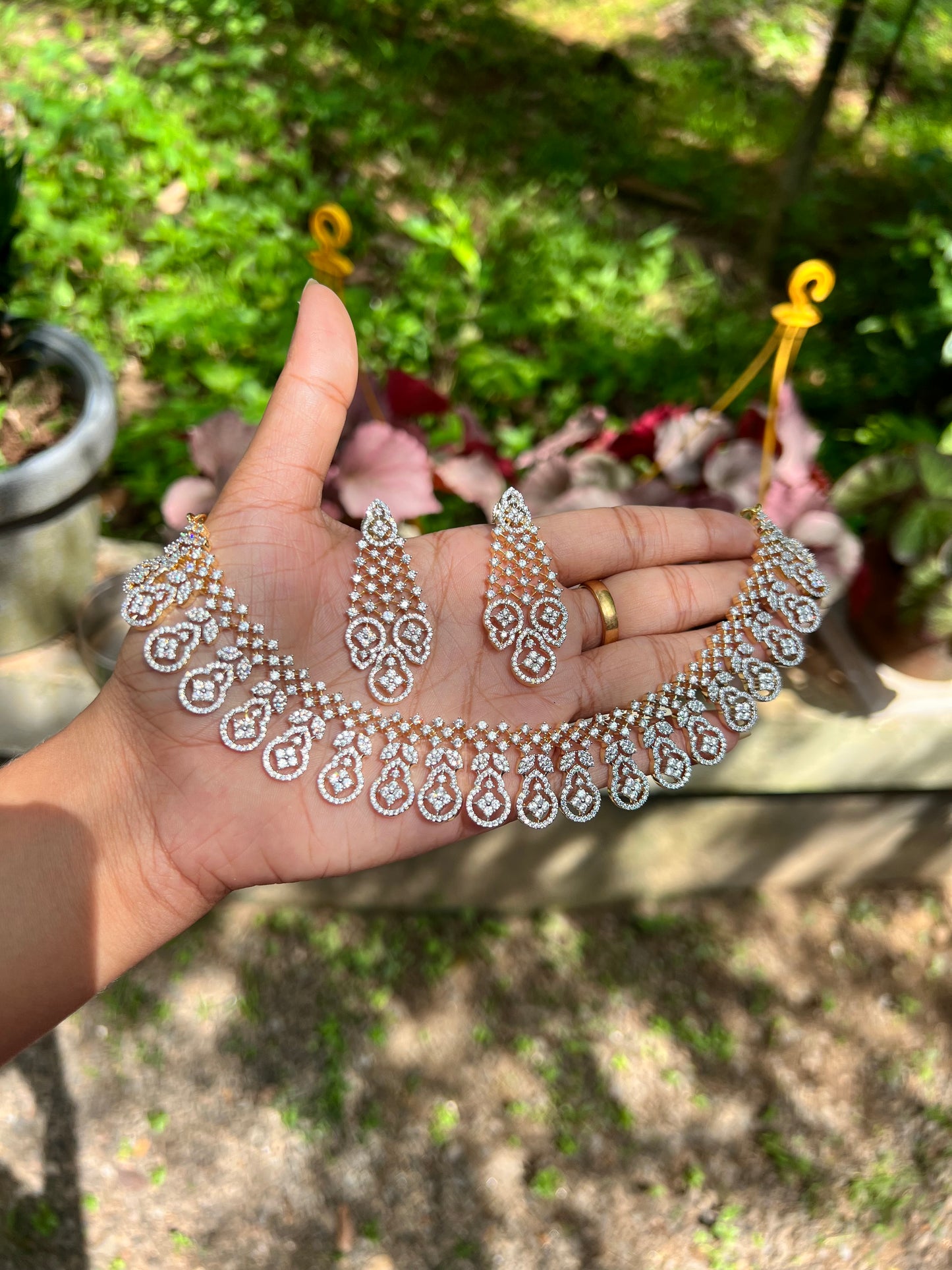 Premium daimond finish bridal Zircon necklace product code 55