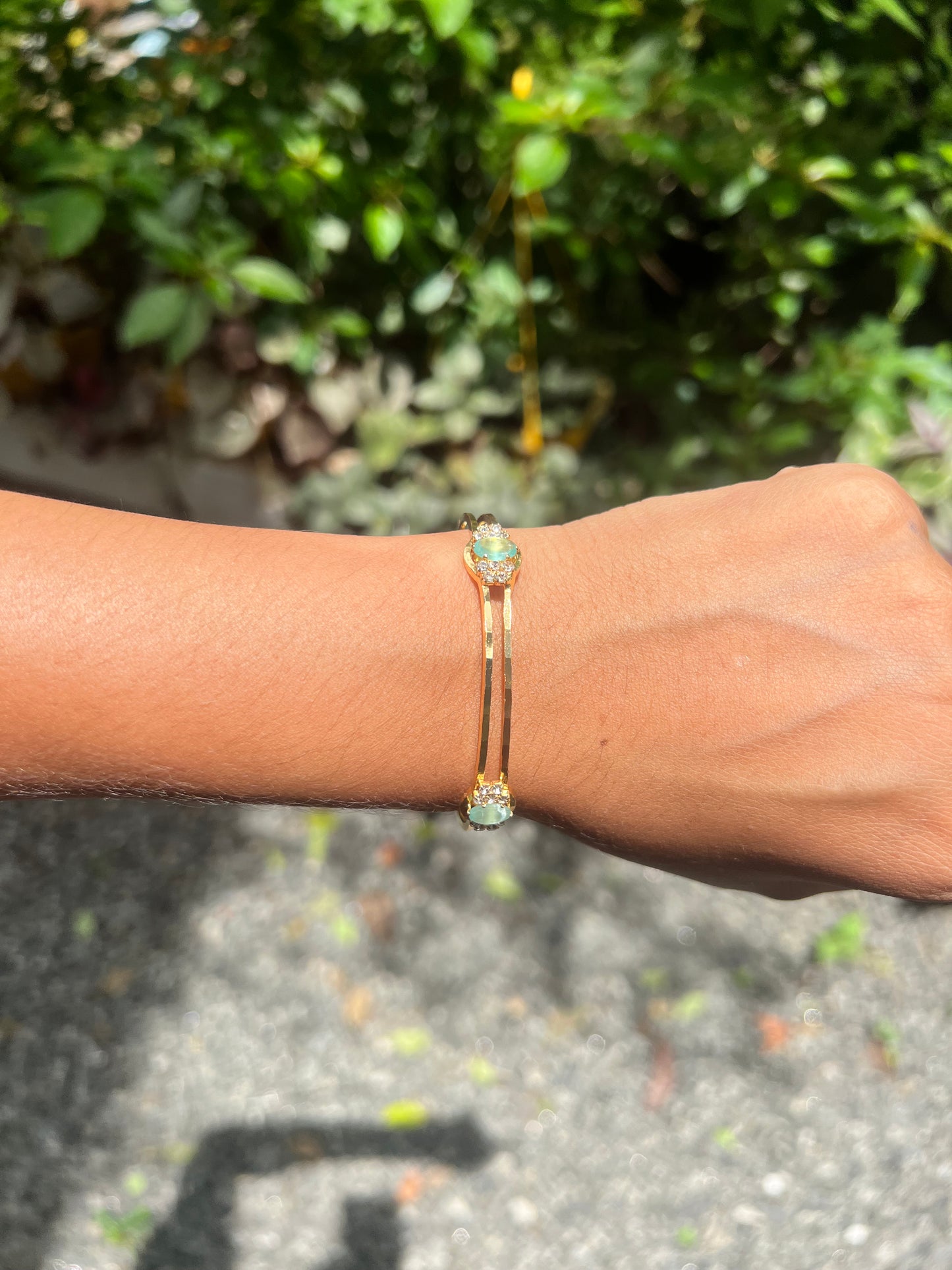 Premium gold plated ad mint green bangle product code B147