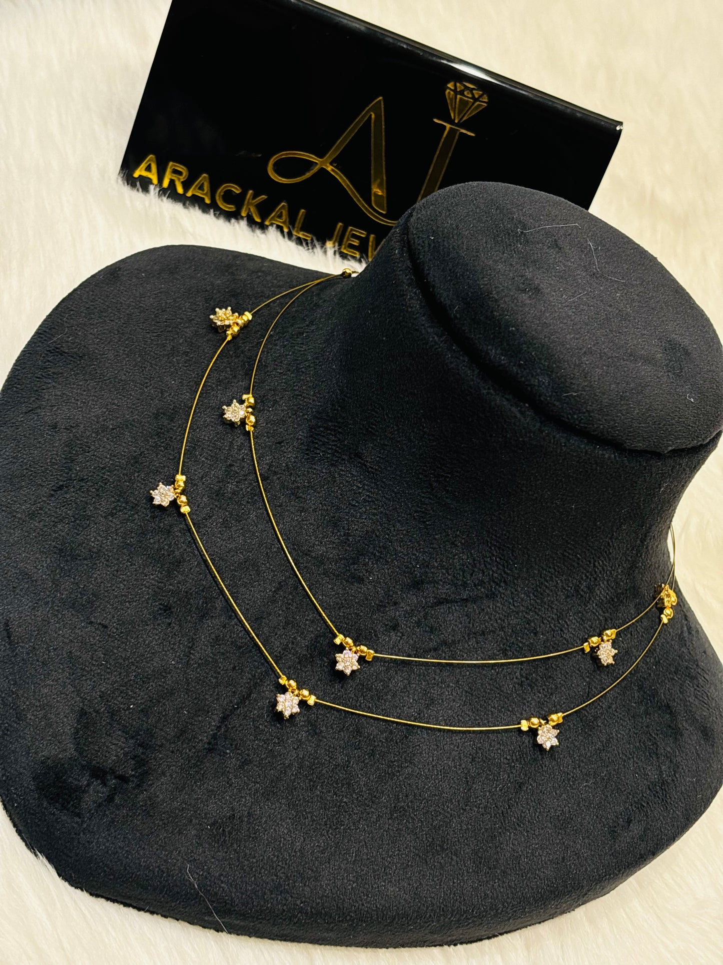 Premium quality gold plated 2 layer invisible chain star necklace product code N371