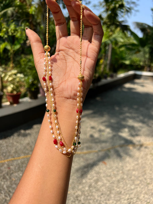 Premium gold plated pearl layer necklace product code G18