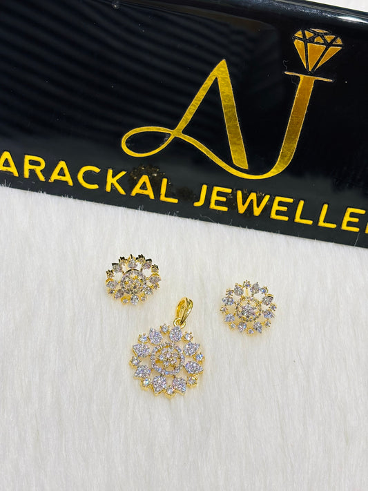 Premium quality micro gold plated daimond replica pendant set product code N255
