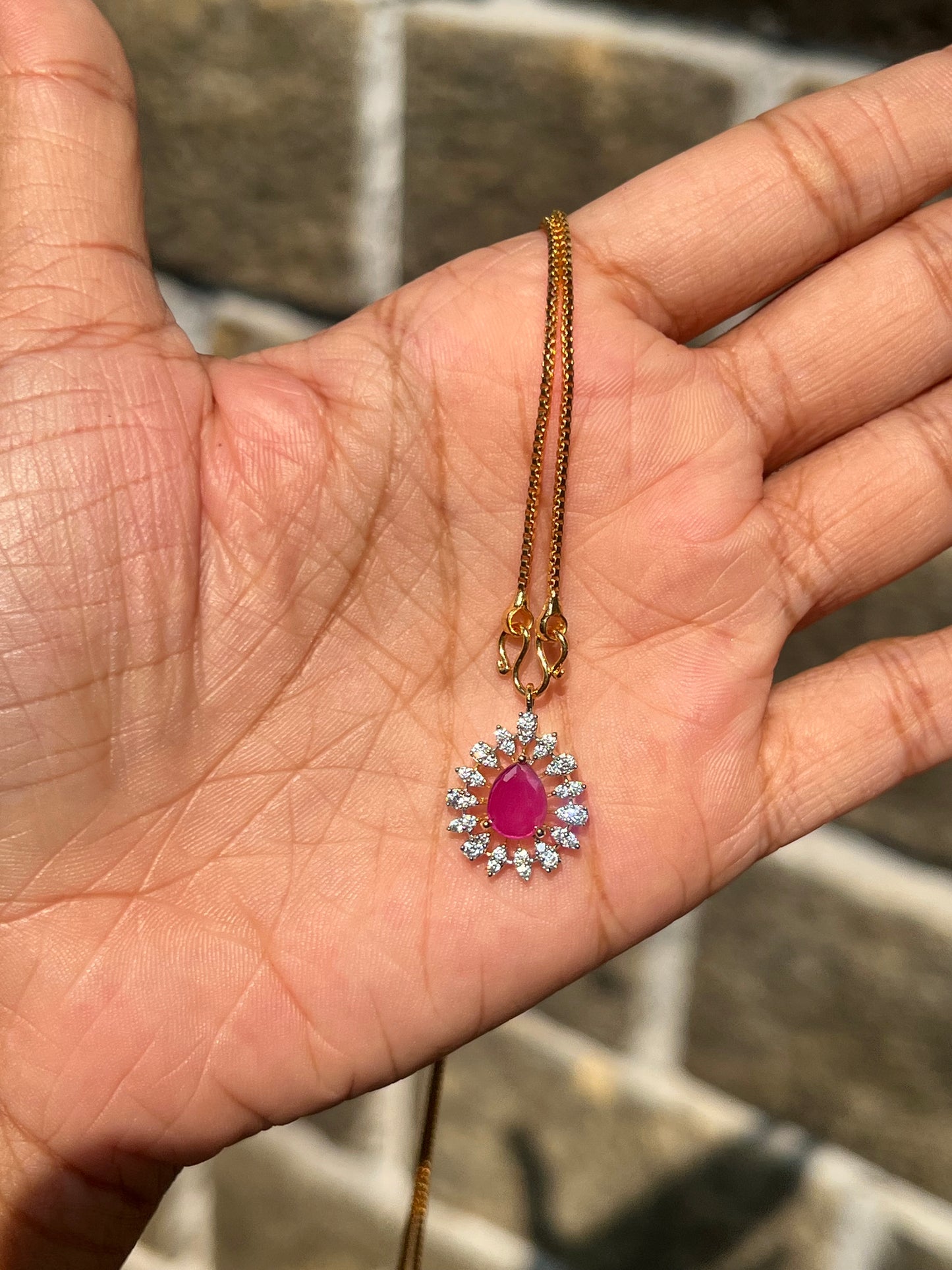 Premium occasion wear diamond finish small pendant with chain product code D125