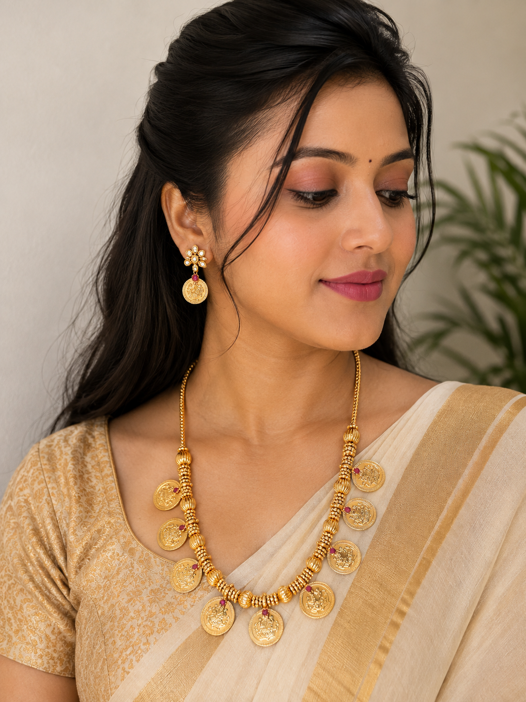 Premium gold plated coing long necklace product code G139