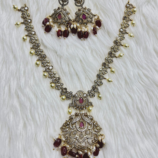 Premium ad pearl and beads hanging necklace product code 870