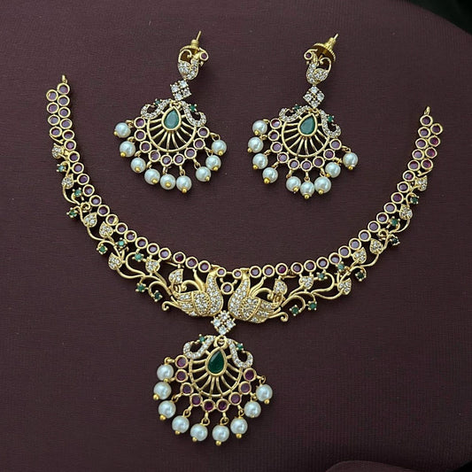 Premium kemp peacock design necklace product code 1122
