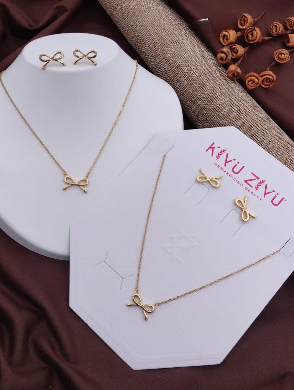 Daily wear cute bow necklace set