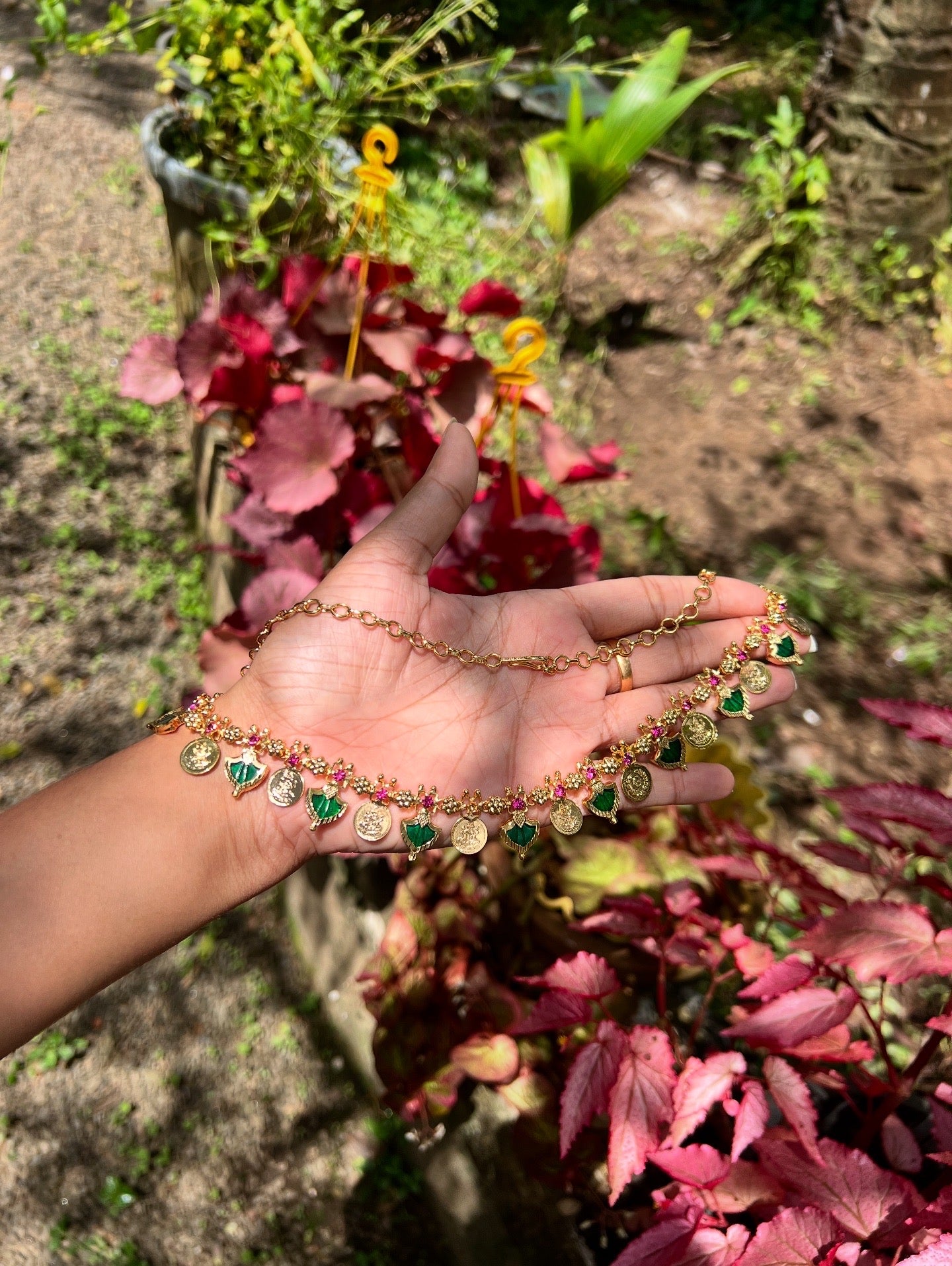Premium quality gold plated coin with Palakka fusion necklace product code N192