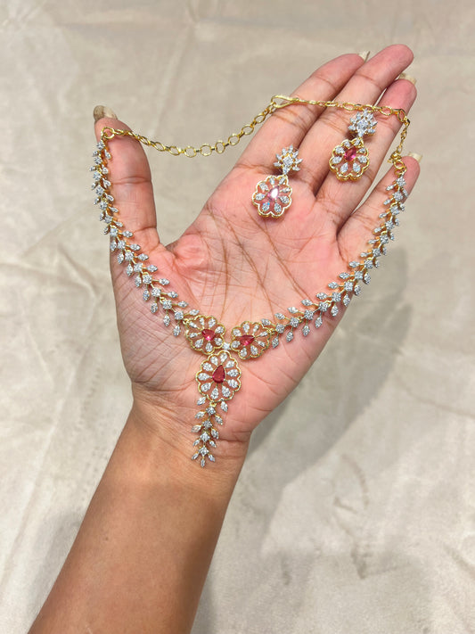 Premium diamond finish bridal necklace set product code D287