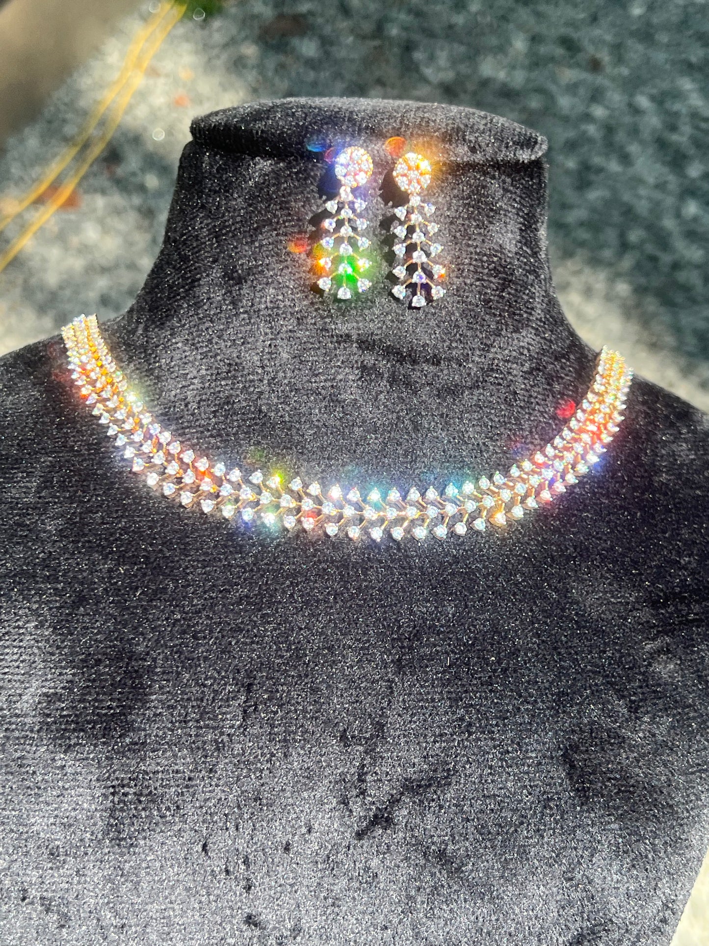 Premium diamond finish bridal necklace set  product code D101